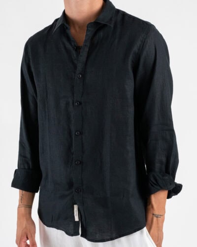 GIANNI LUPO Camicia basica in lino con colletto GL7619S Black 3 Nuovi Arrivi