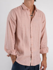 GIANNI LUPO Camicia basica in lino con colletto GL7619S Pink (3)