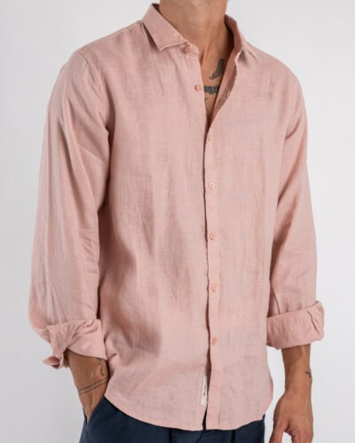 GIANNI LUPO Camicia basica in lino con colletto GL7619S Pink 3 Nuovi Arrivi