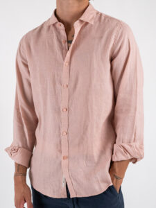 GIANNI LUPO Camicia basica in lino con colletto GL7619S Pink (5)