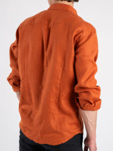 GIANNI LUPO Camicia basica in lino con colletto GL7619S Rust (2)