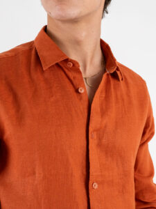 GIANNI LUPO Camicia basica in lino con colletto GL7619S Rust (5)