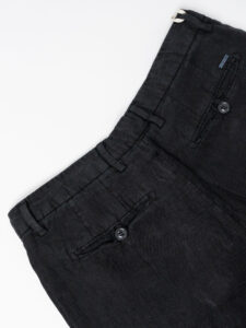 GIANNI LUPO Pantalone cropped con gamba morbida in lino e coulisse in vita MICHIGAN Black (1)