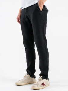GIANNI LUPO Pantalone cropped con gamba morbida in lino e coulisse in vita MICHIGAN Black (3)