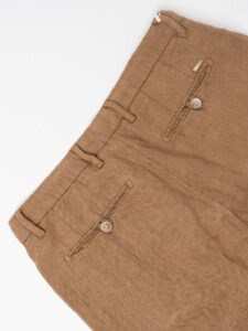 GIANNI LUPO Pantalone cropped con gamba morbida in lino e coulisse in vita MICHIGAN Camel (1)