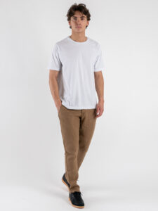GIANNI LUPO Pantalone cropped con gamba morbida in lino e coulisse in vita MICHIGAN Camel (2)