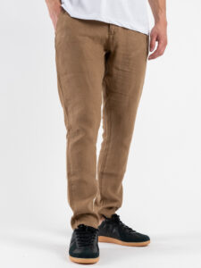 GIANNI LUPO Pantalone cropped con gamba morbida in lino e coulisse in vita MICHIGAN Camel (4)