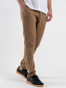 GIANNI LUPO Pantalone cropped con gamba morbida in lino e coulisse in vita MICHIGAN Camel (5)