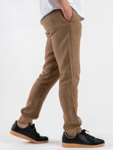 GIANNI LUPO Pantalone cropped con gamba morbida in lino e coulisse in vita MICHIGAN Camel (6)