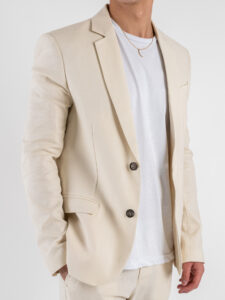 IMPERIAL Giacca monopetto da abito in misto lino JZ3BJYF Beige (5)