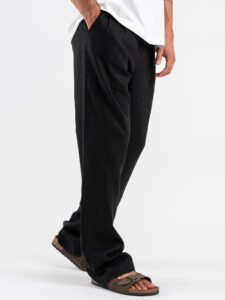 IMPERIAL Pantalone baggy in misto lino PD3MJYF Nero (4)