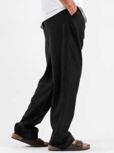 IMPERIAL Pantalone baggy in misto lino PD3MJYF Nero (5)