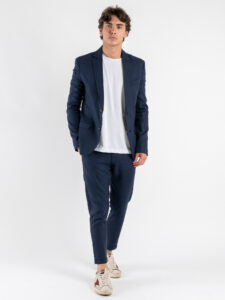 IMPERIAL Pantalone chinos da abito in misto lino PWB0JYF Blu (1)