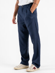 IMPERIAL Pantalone da abito baggy in misto lino PD3MJYF Blu (2)