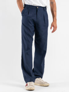 IMPERIAL Pantalone da abito baggy in misto lino PD3MJYF Blu (3)