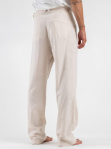 IMPERIAL Pantalone da abito baggy in misto lino PD3MJYF Ecru (1)