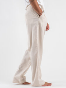 IMPERIAL Pantalone da abito baggy in misto lino PD3MJYF Ecru (5)