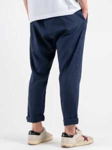 IMPERIAL Pantalone da abito con gamba morbida e coulisse in vita in misto lino PC8QJYF Blu (7)