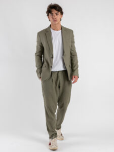 IMPERIAL Pantalone da abito con gamba morbida e coulisse in vita in misto lino PC8QJYF River (1)