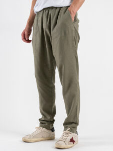 IMPERIAL Pantalone da abito con gamba morbida e coulisse in vita in misto lino PC8QJYF River (3)