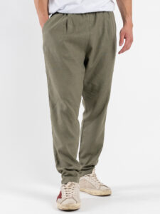 IMPERIAL Pantalone da abito con gamba morbida e coulisse in vita in misto lino PC8QJYF River (4)