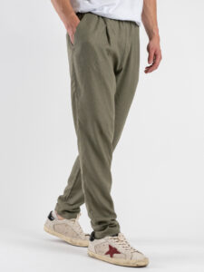 IMPERIAL Pantalone da abito con gamba morbida e coulisse in vita in misto lino PC8QJYF River (5)