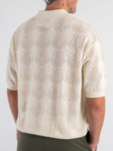 Polo comoda in maglia lavorata a mezza manica W85905 Ivor White (1)