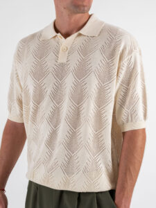Polo comoda in maglia lavorata a mezza manica W85905 Ivor White (3)