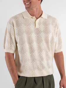 Polo comoda in maglia lavorata a mezza manica W85905 Ivor White (5)