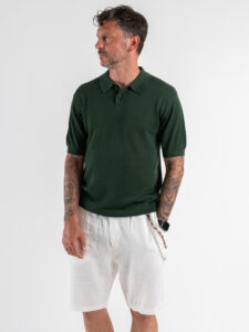 Polo in maglia a mezza manica W85912 Dark Green (2)