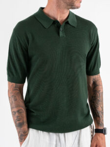 Polo in maglia a mezza manica W85912 Dark Green (3)