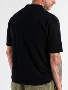 Polo in maglia con collo a V AJ779 Black (1)