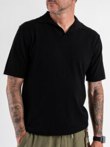Polo in maglia con collo a V AJ779 Black (3)