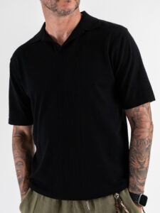 Polo in maglia con collo a V AJ779 Black (4)