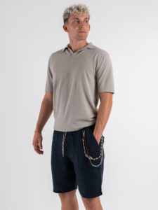 Polo in maglia con collo a V AJ779 Grey (2)