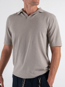 Polo in maglia con collo a V AJ779 Grey (3)