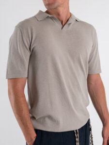Polo in maglia con collo a V AJ779 Grey (5)