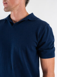 Polo in maglia con collo a V AJ779 Navy (1)
