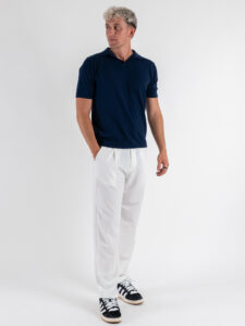 Polo in maglia con collo a V AJ779 Navy (2)
