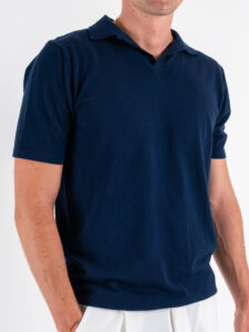 Polo in maglia con collo a V AJ779 Navy (3)