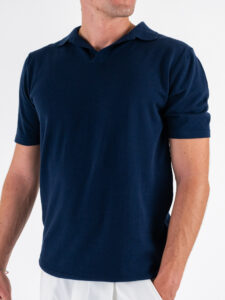 Polo in maglia con collo a V AJ779 Navy (4)