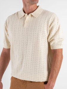 Polo in maglia lavorata W5915 Ivory White (3)