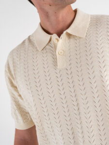 Polo in maglia lavorata W5915 Ivory White (4)
