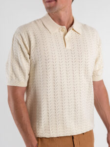 Polo in maglia lavorata W5915 Ivory White (5)