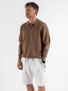 Polo in maglia lavorata W5915 Khaki (2)