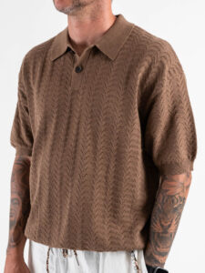 Polo in maglia lavorata W5915 Khaki (3)