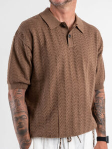 Polo in maglia lavorata W5915 Khaki (5)