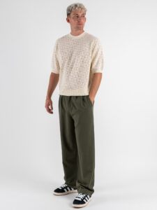 T-shirt over in maglia traforata a mezza manica W85914 Ivory White (2)