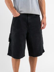 Bermuda in jeans baggy con coulisse in vita GR112 Black (2)