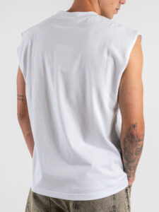 Canotta in cotone con giromanica ampio con stampa CQSM103 Bianco (2)